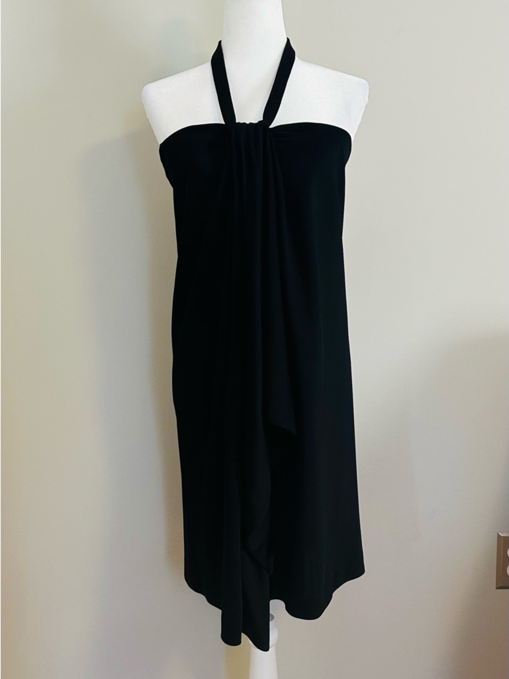 Balenciaga Paris Black Halter Neck Draped Dress 42 Large